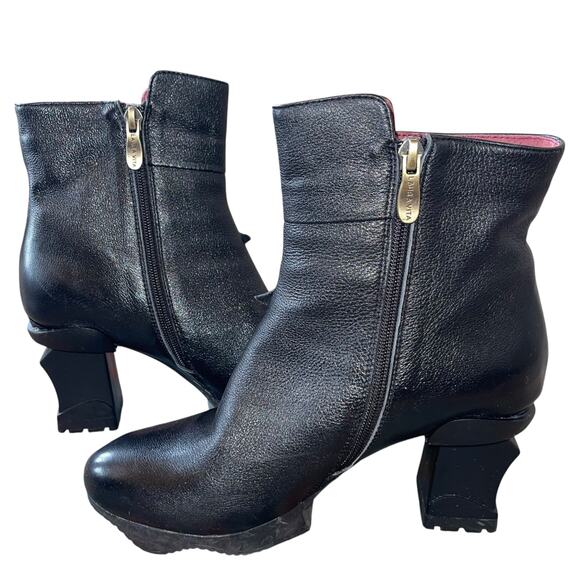 Steampunk Goth Laura Vita Leather Boots Platform Floral Block Heel - Picture 2 of 11